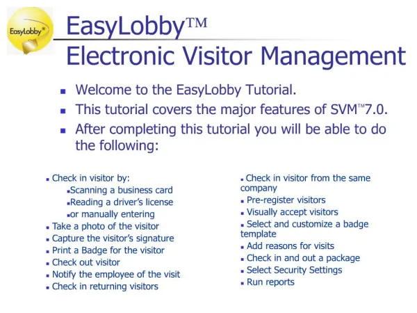 EasyLobby Electronic Visitor Management