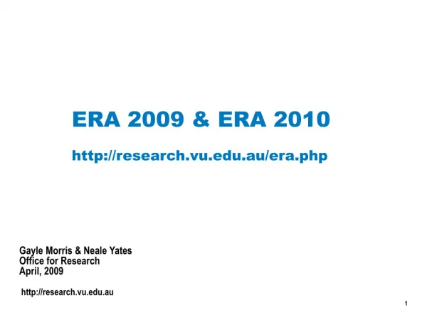 ERA 2009 &amp; ERA 2010 research.vu.au/era.php