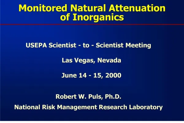 Monitored Natural Attenuation of Inorganics