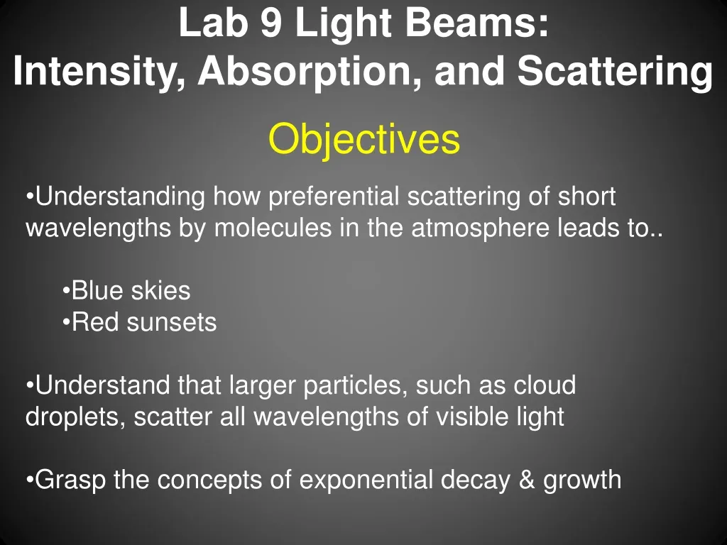 lab 9 light beams intensity absorption