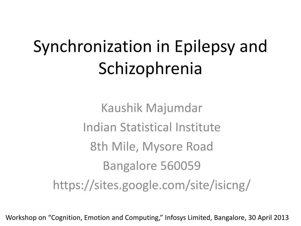 synchronization in epilepsy and schizophrenia