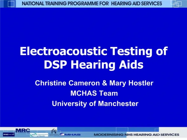 Electroacoustic Testing of DSP Hearing Aids