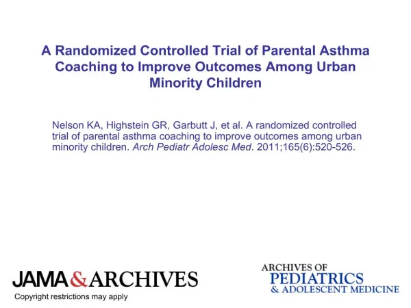A Randomized Controlled Trial of Parental Asthma Coaching to Improve Outcomes Among Urban Minority Children