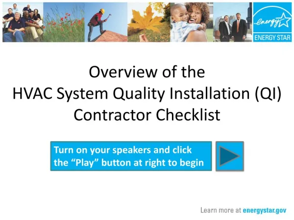 Overview of the HVAC System Quality Installation (QI) Contractor Checklist