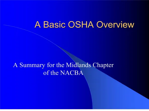 A Basic OSHA Overview
