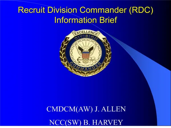 Recruit Division Commander RDC Information Brief