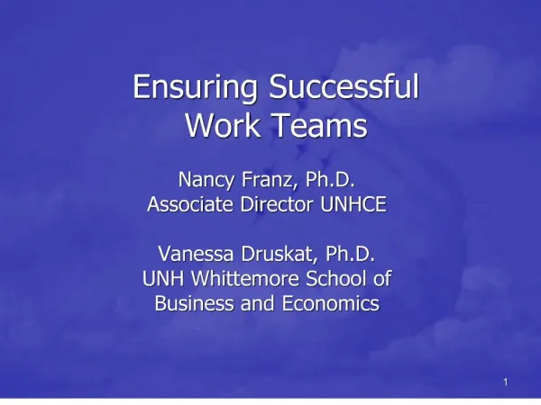 Ensuring Successful Work Teams