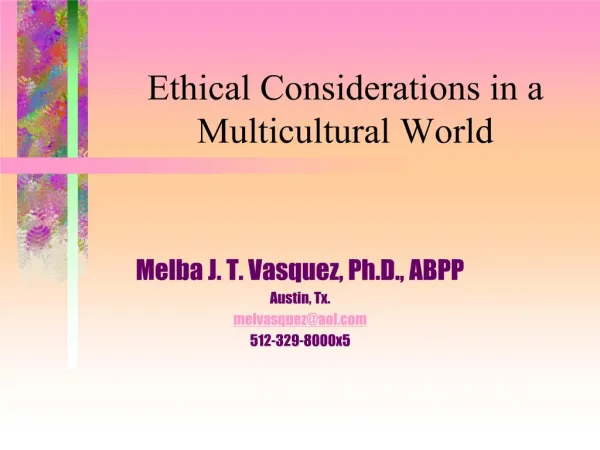 Ethical Considerations in a Multicultural World
