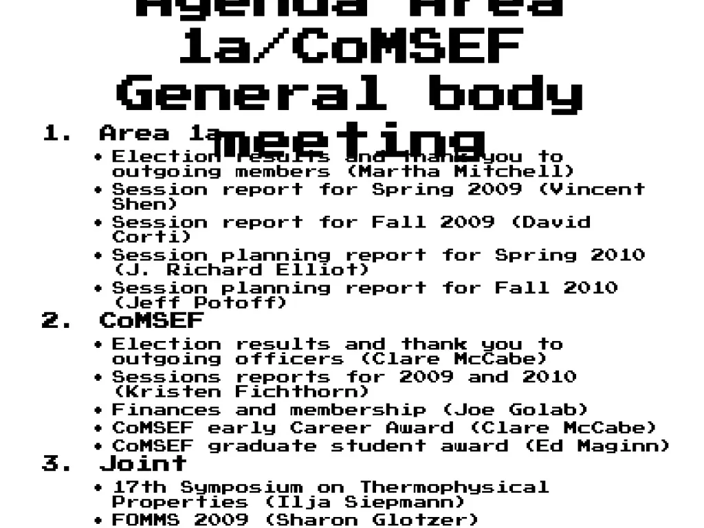 agenda area 1a comsef general body meeting