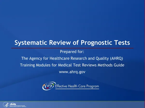 Systematic Review of Prognostic Tests