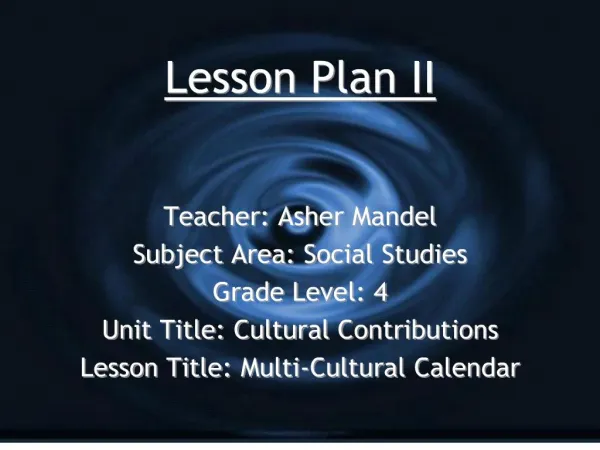 Lesson Plan II