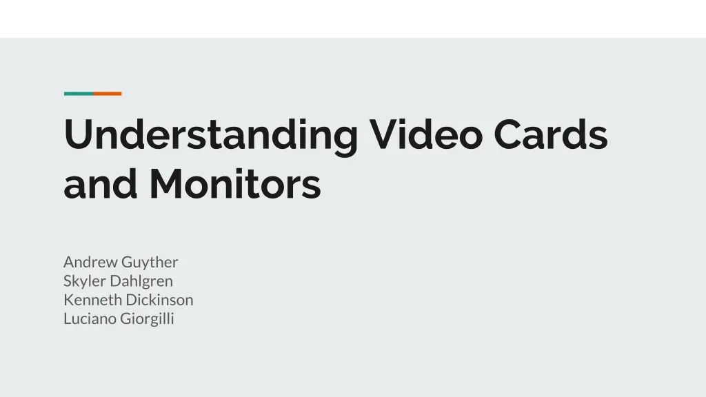 understanding video cards and monitors