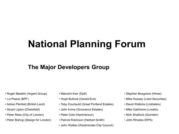 The Major Developers Group