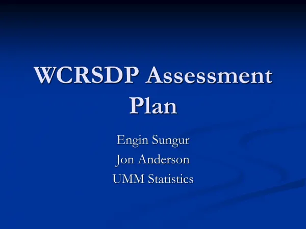 WCRSDP Assessment Plan
