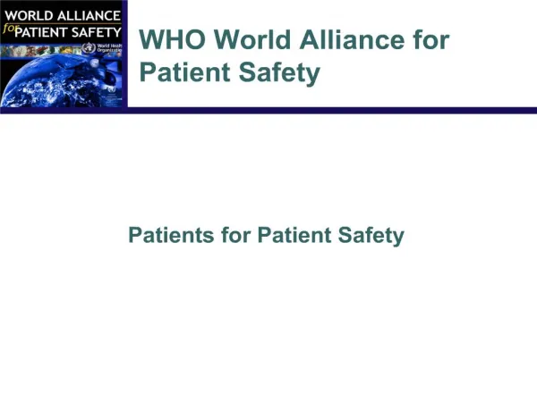 WHO World Alliance for Patient Safety