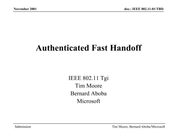 Authenticated Fast Handoff