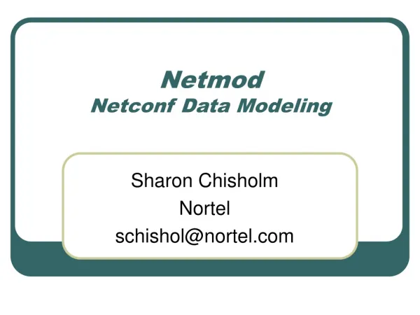 Netmod Netconf Data Modeling