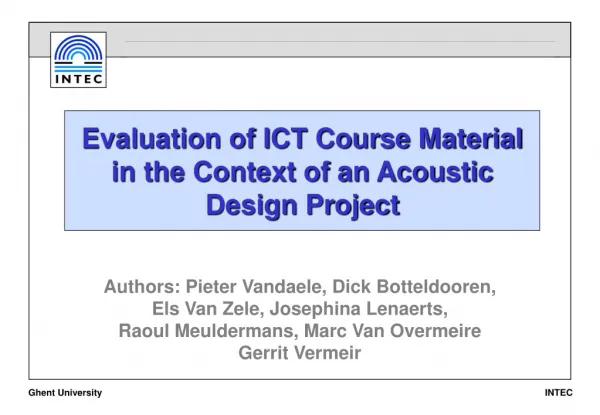 Evaluation of ICT Course Material in the Context of an Acoustic Design Project