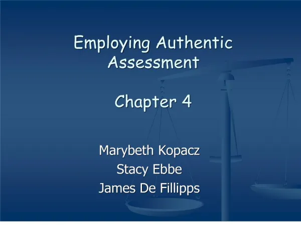 Employing Authentic Assessment Chapter 4
