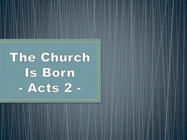 The Church Is Born - Acts 2 -