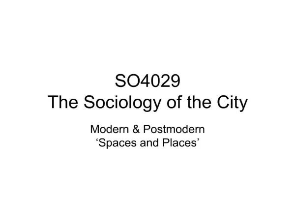 SO4029 The Sociology of the City