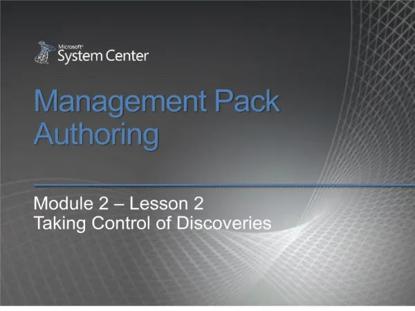 Management Pack Authoring