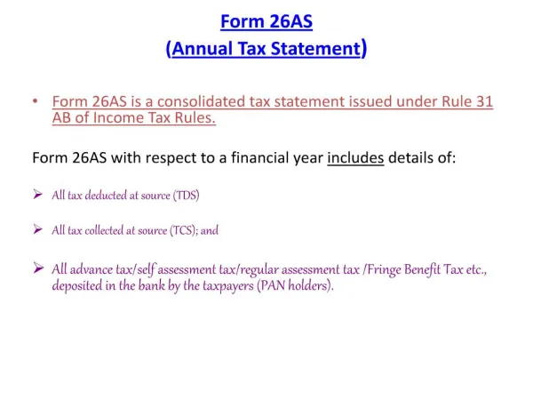 Form 26AS Annual Tax Statement