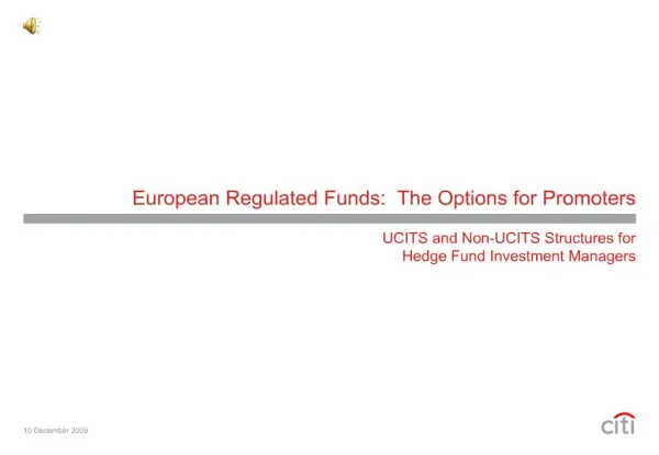 European Regulated Funds: The Options for Promoters