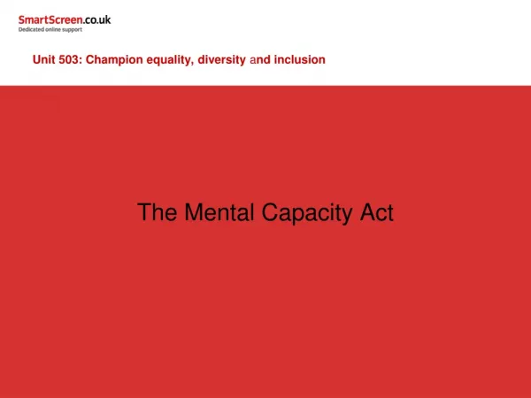 Unit 503: Champion equality, diversity a nd inclusion
