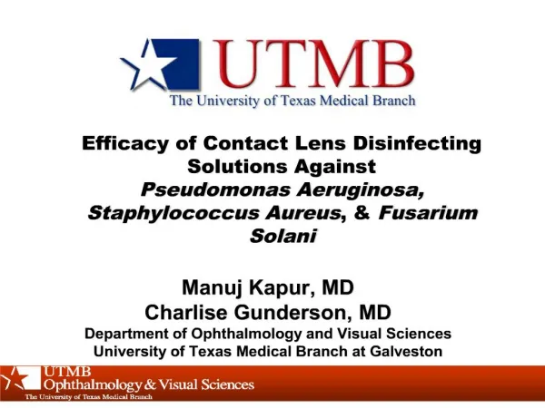 Efficacy of Contact Lens Disinfecting Solutions Against Pseudomonas Aeruginosa, Staphylococcus Aureus, Fusarium Solani