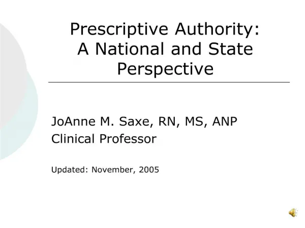 Prescriptive Authority: A National and State Perspective