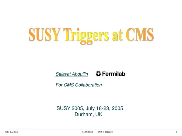 SUSY Triggers at CMS