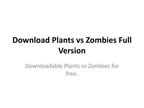 Download Plants vs Zombies Full Version