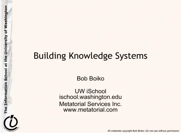 Building Knowledge Systems
