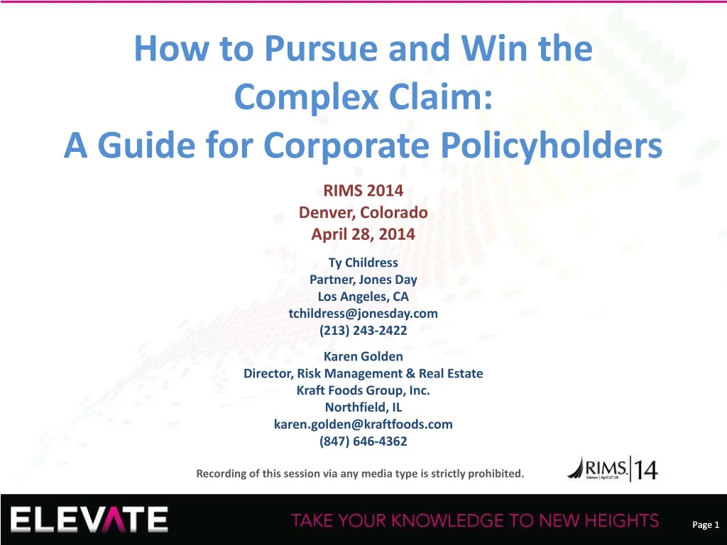 how to pursue and win the complex claim a guide for corporate policyholders