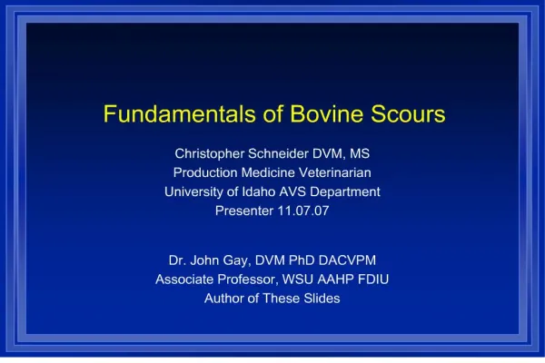 Fundamentals of Bovine Scours