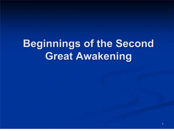 Beginnings of the Second Great Awakening