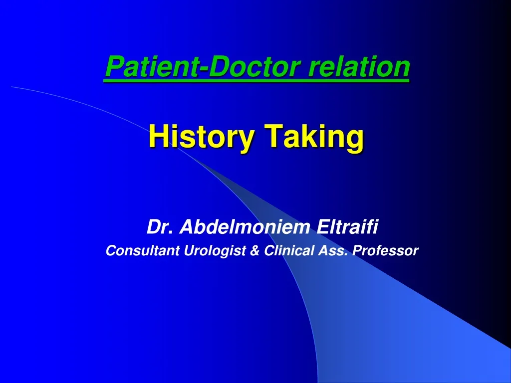 patient doctor relation history taking