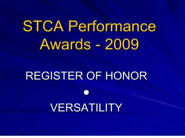 STCA Performance Awards - 2009