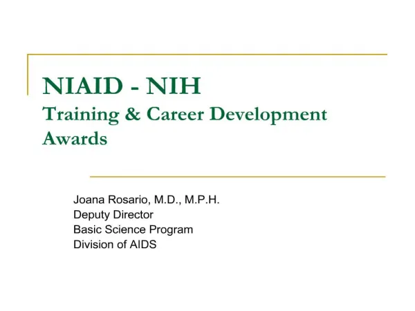 NIAID - NIH Training Career Development Awards
