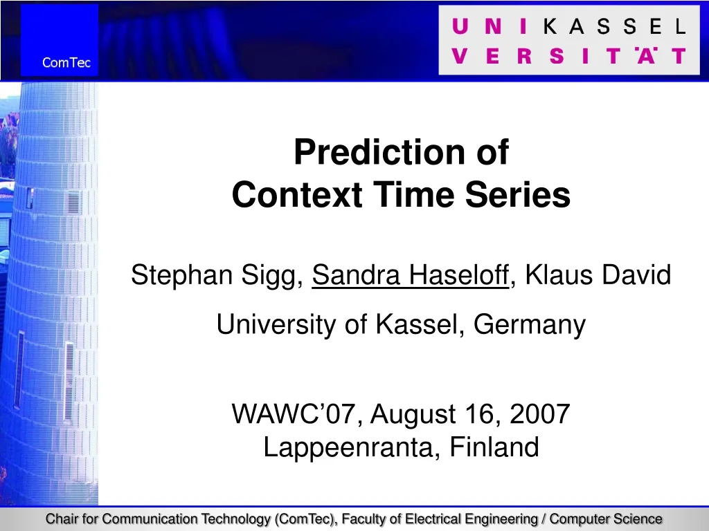 prediction of context time series stephan sigg