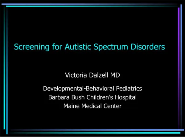 Screening for Autistic Spectrum Disorders