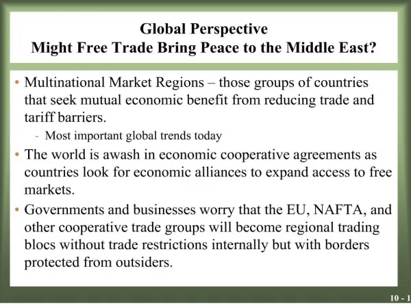 Global Perspective Might Free Trade Bring Peace to the Middle East