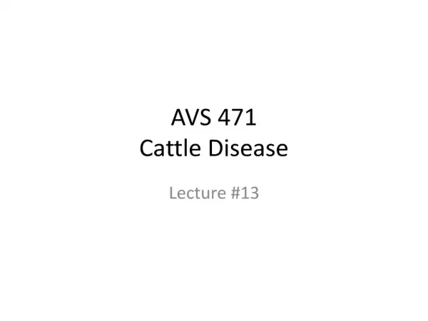 AVS 471 Cattle Disease