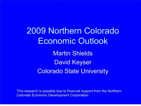 2009 Northern Colorado Economic Outlook