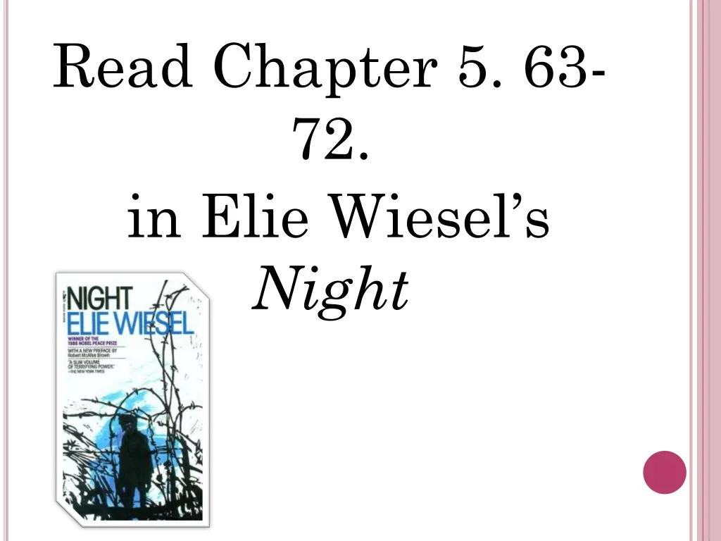read chapter 5 63 72 in elie wiesel s night