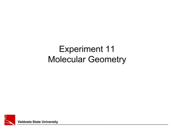 Experiment 11 Molecular Geometry