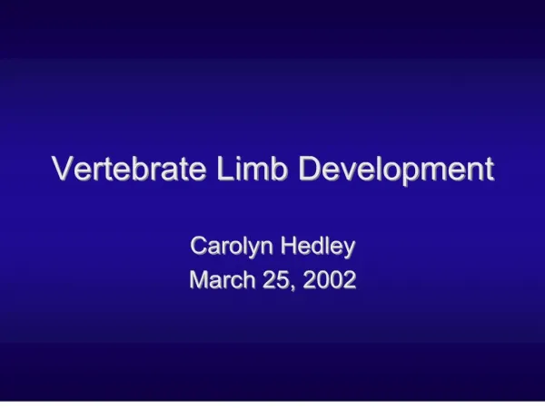 Vertebrate Limb Development