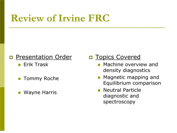 Review of Irvine FRC