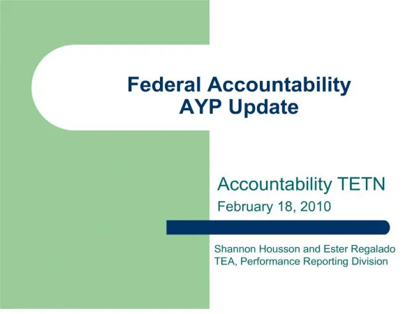 Federal Accountability AYP Update
